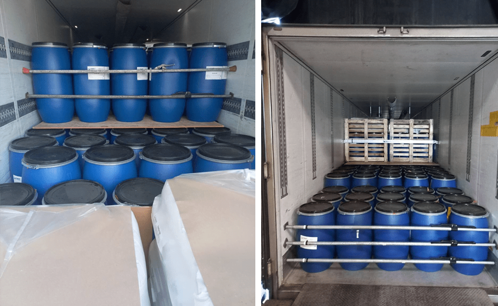 Transportation of hazardous goods (ADR) in barrels